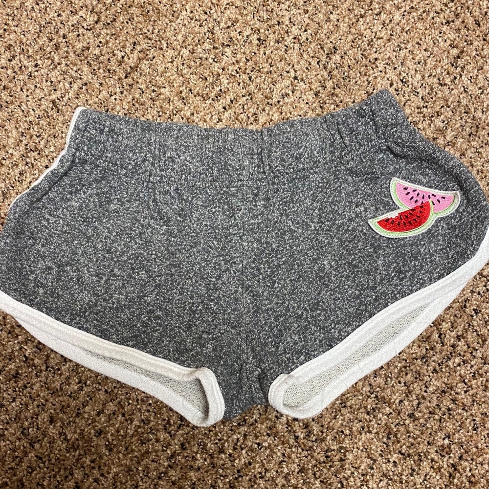 Cute Watermelon grey terry short shorts Derek❤️Heart elastic waist comfy